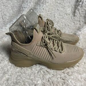 Steve Madden Maxima Khaki fabric Rhinestone accents Chunky soles sneakers SZ11